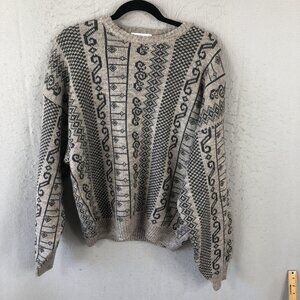 Vintage Idea Uomo Sweater Mens Small Wool Blend Geometric Knit Italy 90s